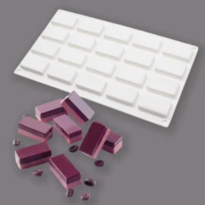 20-cavity rectangular silicone mousse cake mold for chocolates, puddings, and jellies