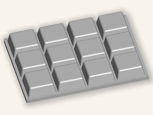 3D CAD parametric engineering design of 12-cavity heavy-duty silicone sugar mold by Liren